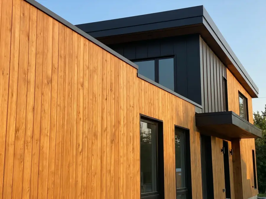 Vertical cedar siding detail on a contemporary home